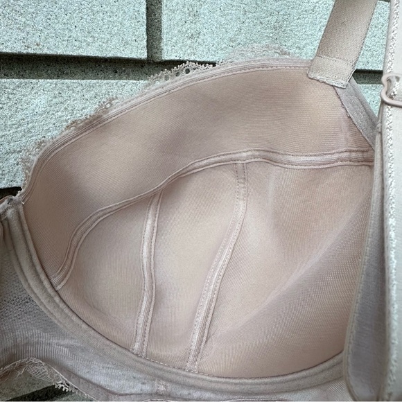 Freya Fancies Longline Bra 32J US Natural Beige Lace Padded Underwire Lingerie - Picture 8 of 9